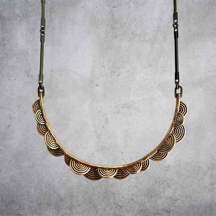 Semicircles Bronze and Silver Necklace