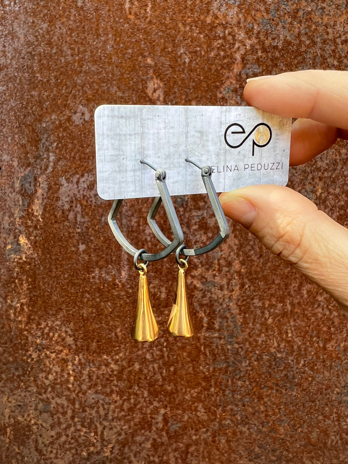 ELOK Oxidized Silver Hoops