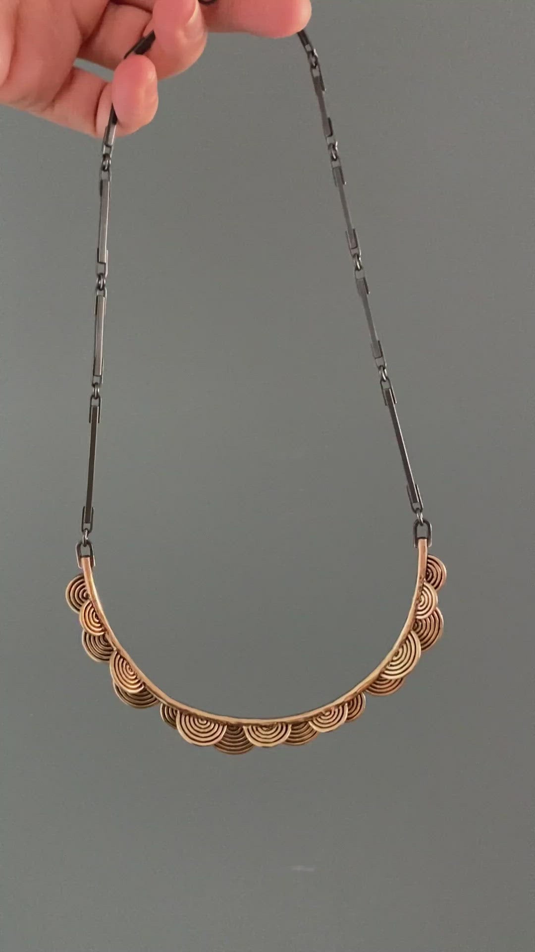 Semicircles Bronze and Silver Necklace