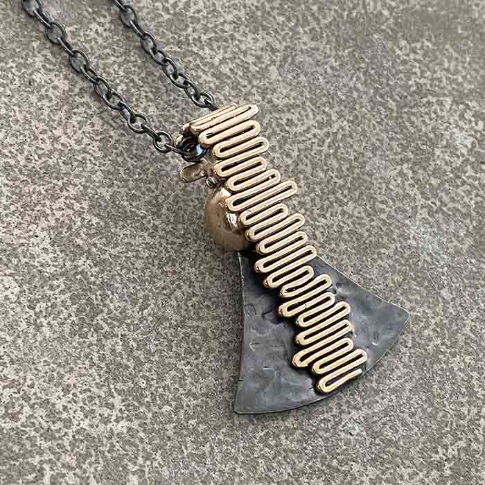 Bronze and Oxidized Silver Pendant